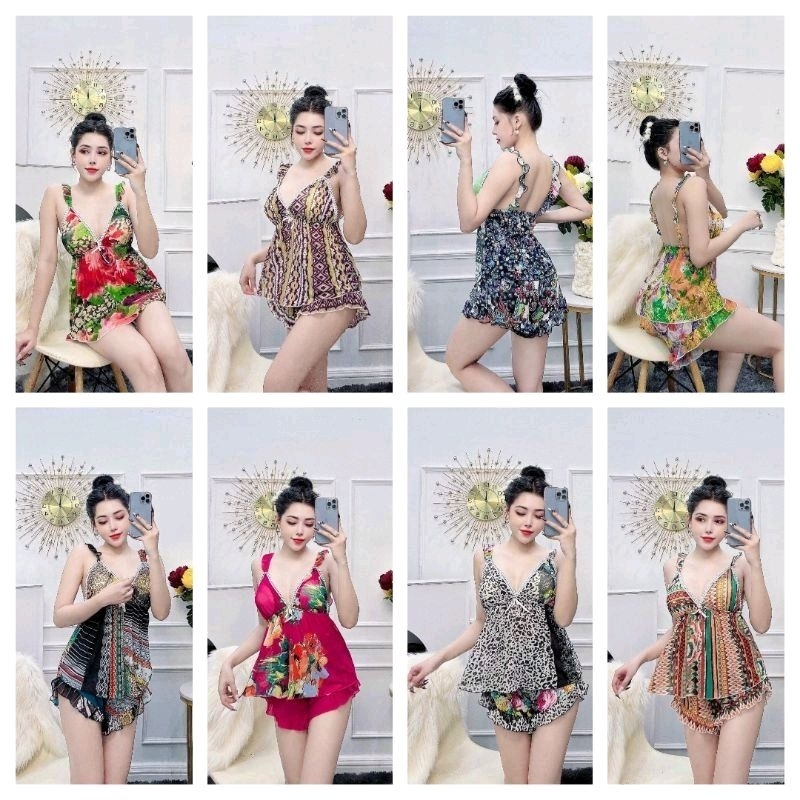 Đồ Bộ Lụa 2 Dây Mặc Nhà, Ra Đường Siêu Đáng Yêu