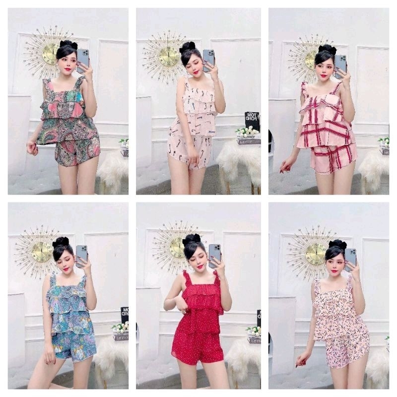 Đồ Bộ Lụa 2 Dây Mặc Nhà, Ra Đường Siêu Đáng Yêu