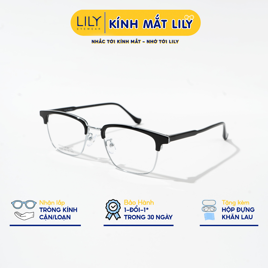 Gọng kính nam LILYEYEWEAR tròng chống ánh sáng xanh nhẹ nhàng thanh mảnh kiểu dáng thời trang 8025