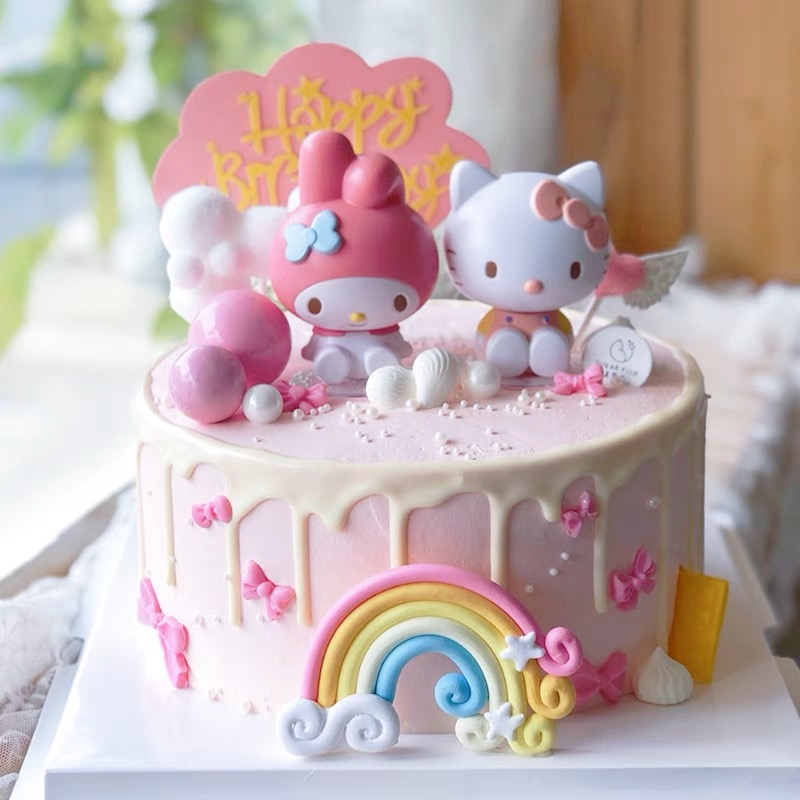 Set trang trí 2 con Kitty + thỏ hồng Melody