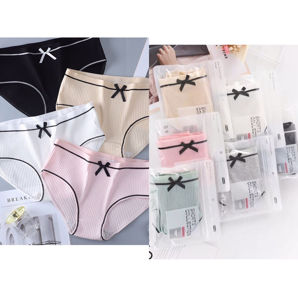Combo 10 quần lót nữ cotton cute viền nơ co dãn mềm mịn BONBIKINI