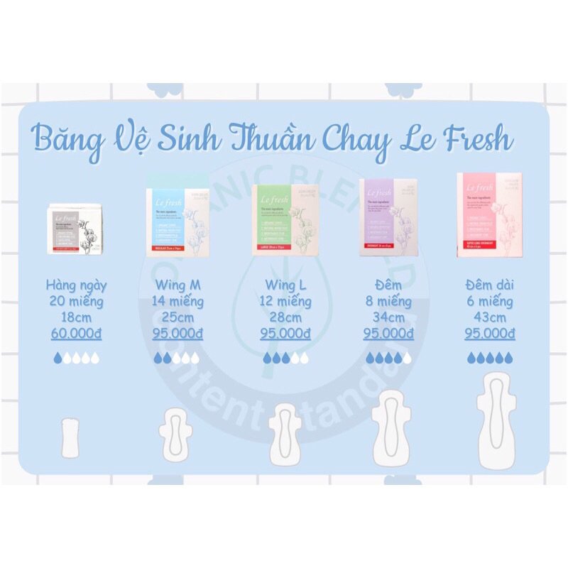Băng vệ sinh thuần chay LE FRESH NATURAL BLOSSOM Hàn Quốc cao cấp