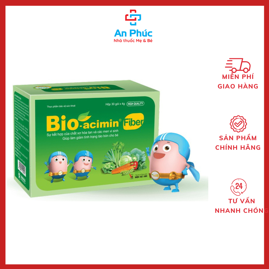 Chất Xơ Hòa Tan Cốm Bio acimin Fiber Hộp 30 gói , Giúp Bé Hết Táo Bón.Tiêu Hóa hấp thu thức ăn Tốt - Cân bằng hệ vi sinh