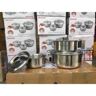 Bộ nồi SHAP INOX Cao Cấp, một bộ 3 Chiếc, Dùng cho các loại bếp