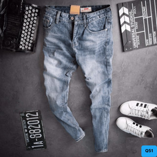 Quần jean nam rách vá gối màu đen đậm chất bò cao cấp co dãn 4 chiều cực đẹp quần rin nam apmen QA51 mẫu mới