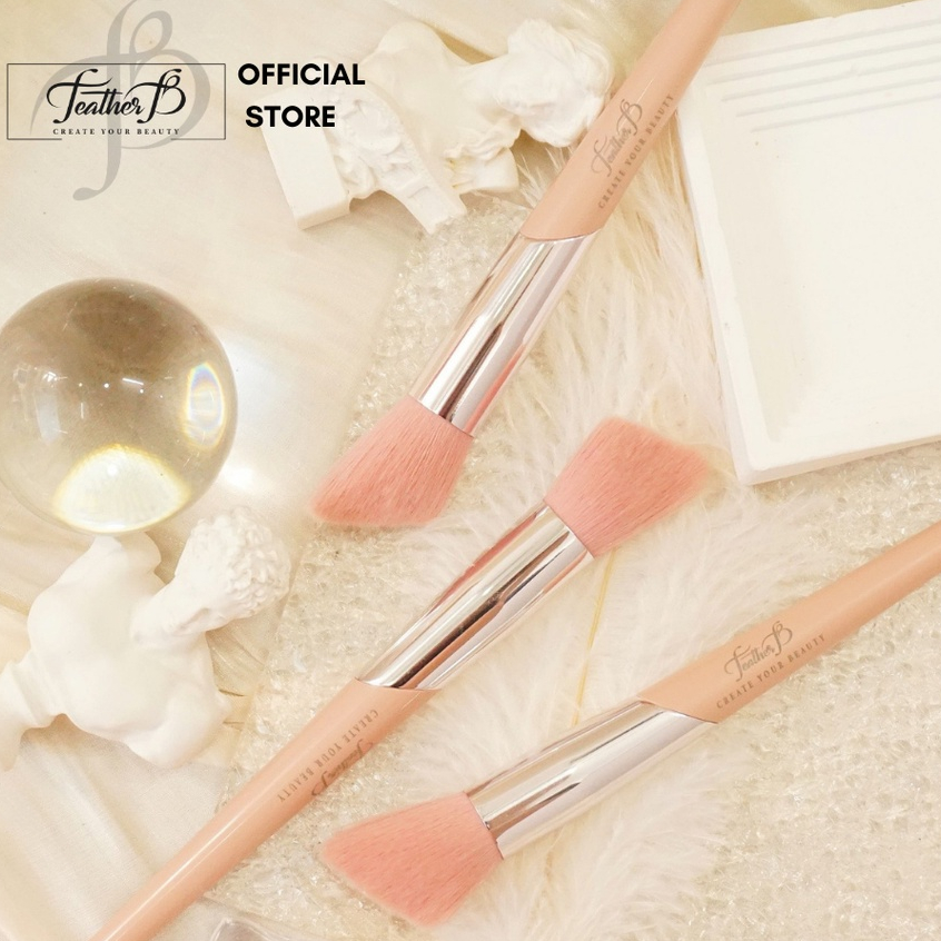 Cọ khối - má - highlight vát 2 đầu Feather B