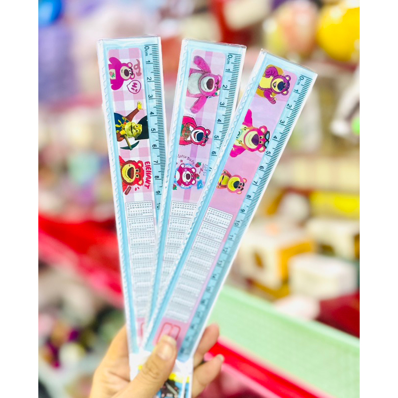 Thước Kẻ Gấu Dâu LOTSO 20cm Có Bảng Cửu Chương  - 1 Cây