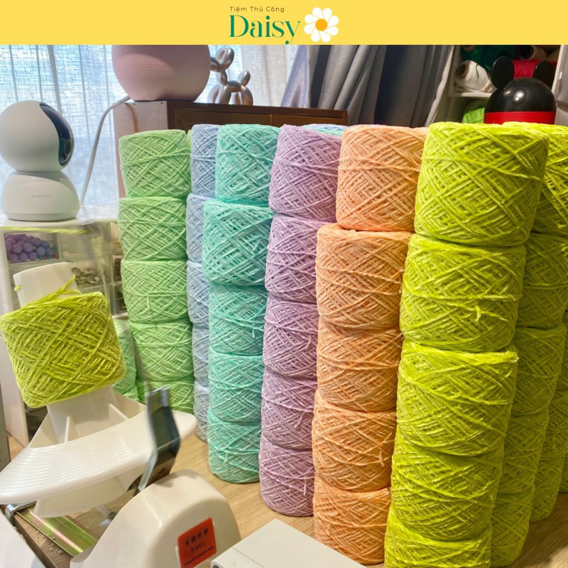 Len Nhung Móc Thú Móc Hoa Sợi Nhỏ 1mm Cuộn 50g - Bảng 25 Màu