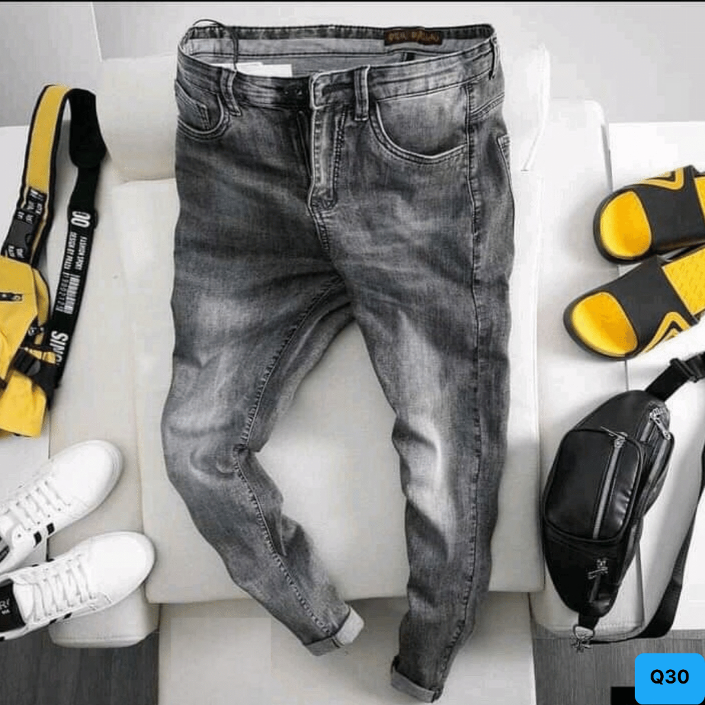 Quần jean nam rách vá gối màu đen đậm chất bò cao cấp co dãn 4 chiều cực đẹp, quần rin nam ptz.boutique QG74