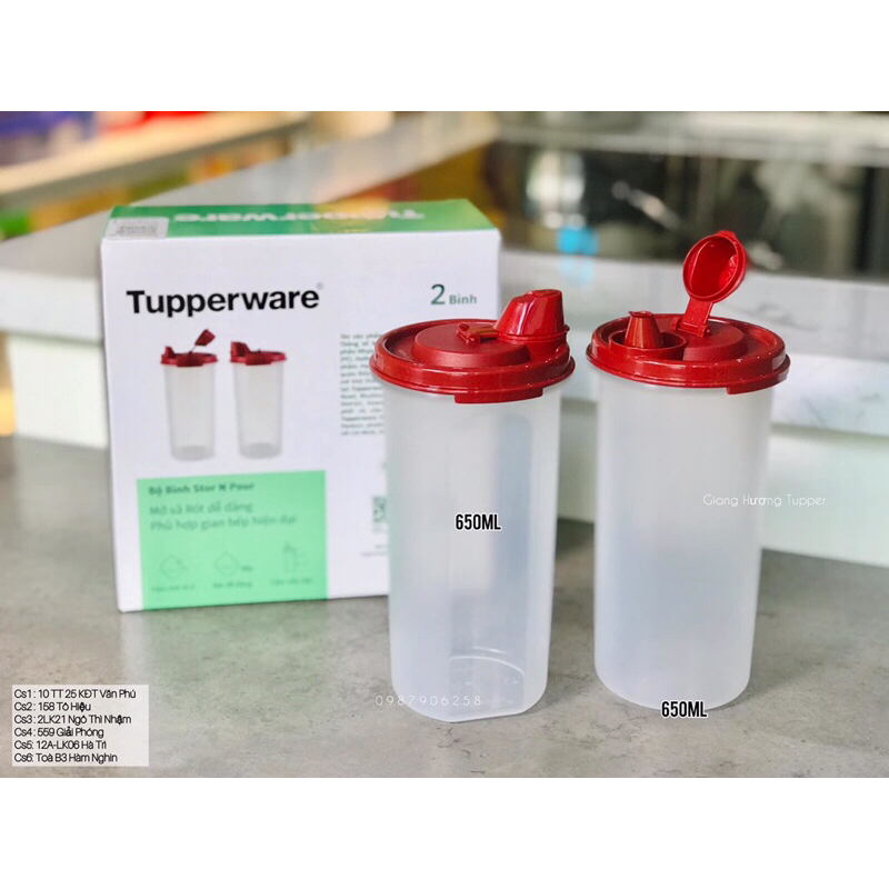Bình Dầu, Mắm, Mật ong, Dấm Tupperware Stor N Pour 650ml