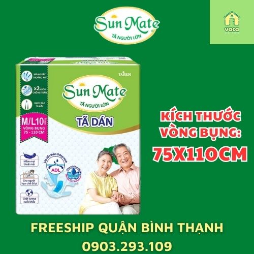 HCM-Nowship TÃ DÁN NGƯỜI GIÀ SUNMATE SIZE M L10 MIẾNG