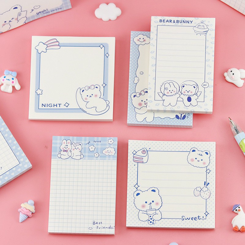 🍓Giấy nhớ ghi chú vuông chữ nhật hình chú gấu trắng dễ thương