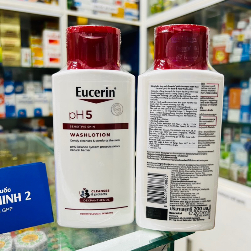 ✅  Sữa tắm cho da cơ thể nhạy cảm Eucerin pH5 Sensitive Skin Washlotion 200ml