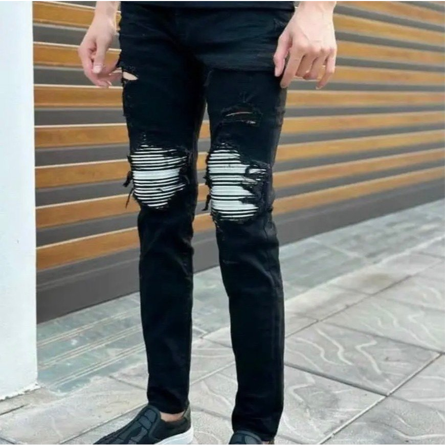 Quần jean nam rách co giãn vải skinny cao cấp phối chữ AMIRI mẫu mới_AX STORE