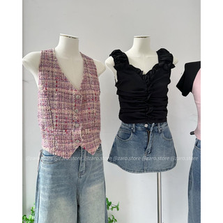 Áo tweed cổ yếm Korea [HÌNH THẬT CHỤP TẠI SHOP]