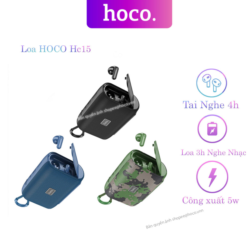 Loa Bluetooth Hoco HC15 Kèm Tai Nghe Mini Hát Siêu Hay Nghe 3h