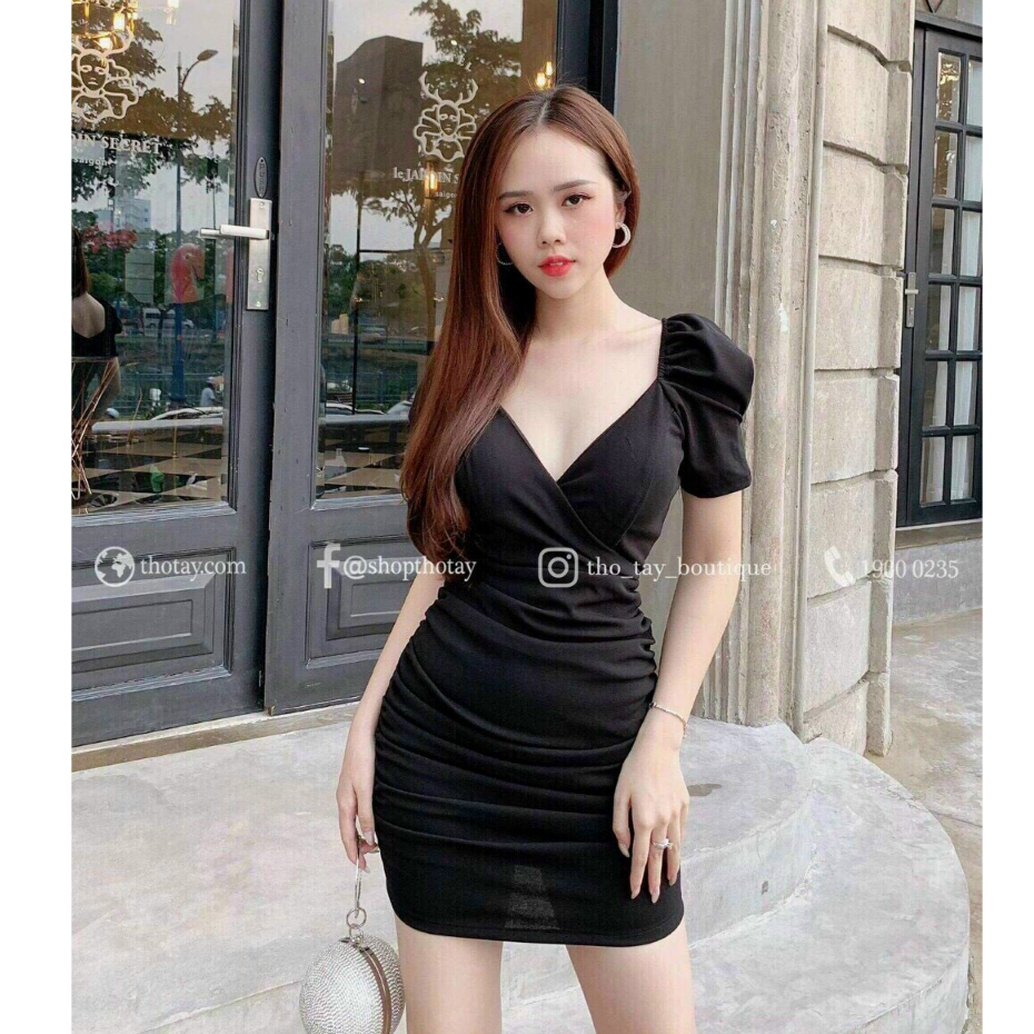 Đầm Dự Tiệc Body, Thời Trang Nữ Chất Umi Cổ Tim Có mút Tay Ngắn Bo Eo Dáng Váy Ôm Mini Tôn Dáng Trẻ Trung