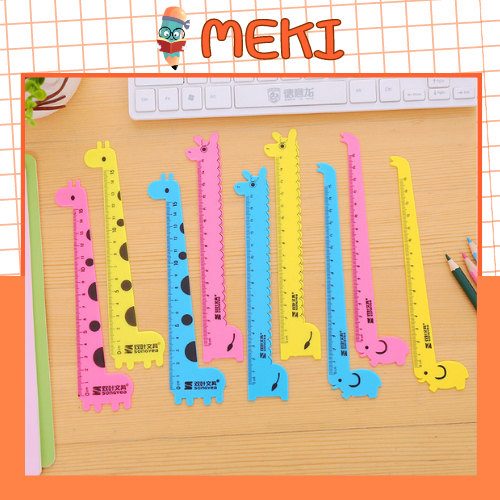 Thước Kẻ Học Sinh Hình Hươu Cao Cổ Dễ Thương, Thước Kẻ Nhựa Chiều Dài 15cm - MEKI