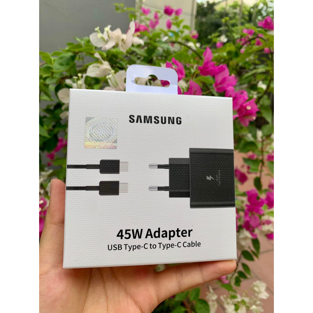bộ sạc nhanh samsung 45w cho dòng not 20 s20 . củ sạc nhanh 45w 2 đau typec