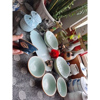 Thố, chén, dĩa sushi bạch ngọc gốm sứ Nhật 2hand