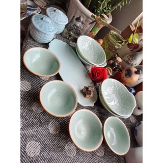 Thố, chén, dĩa sushi bạch ngọc gốm sứ Nhật 2hand