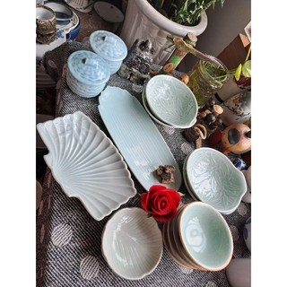 Thố, chén, dĩa sushi bạch ngọc gốm sứ Nhật 2hand