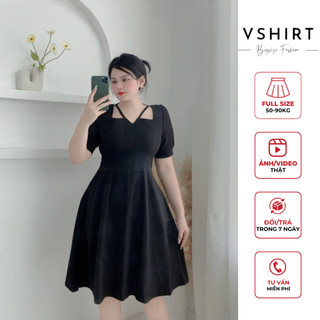 Váy đen dây chéo ngực bigsize VSHIRT