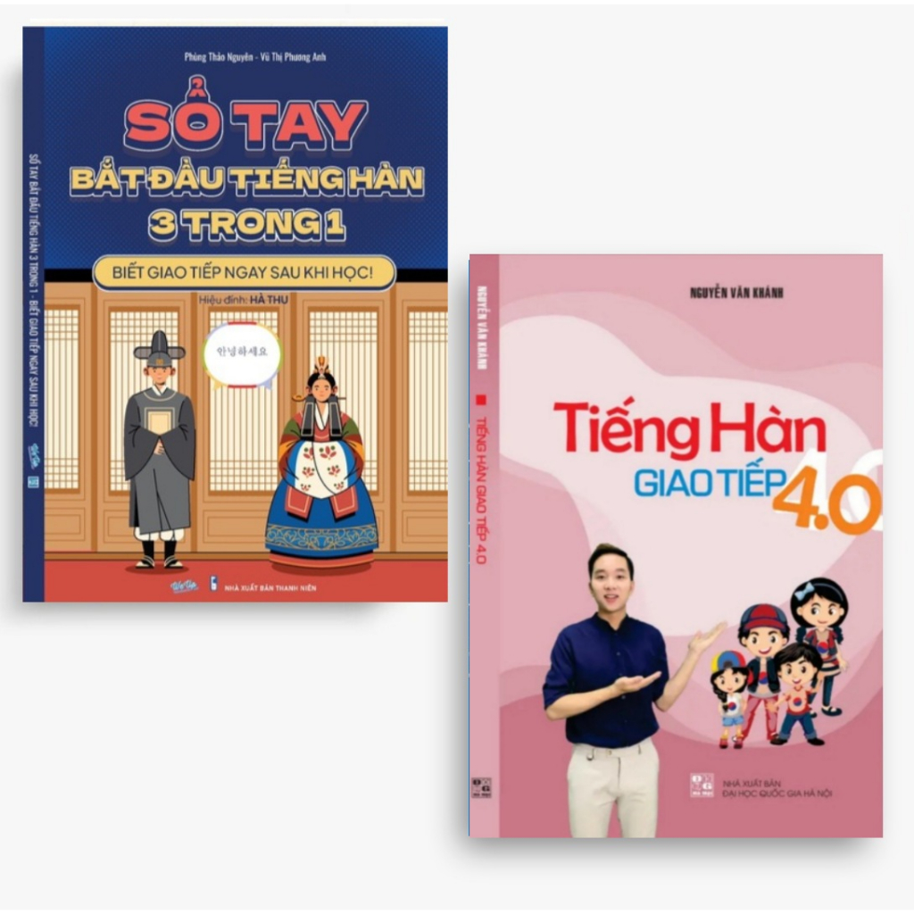 Combo 2 Cuốn Sổ Tay Bắt Đầu Tiếng Hàn 3 Trong 1 và Tiếng Hàn Giao Tiếp 4.0