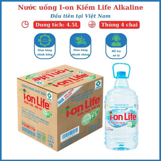 Nước uống kiềm I-on thương hiệu ionLife 4.5L thùng 4 chai công nghệ Nhật Bản khỏe ruột mát gan