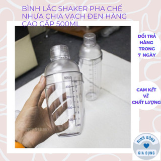 Bình lắc Shaker pha chế nhựa chia vạch đen hàng cao cấp 530ml