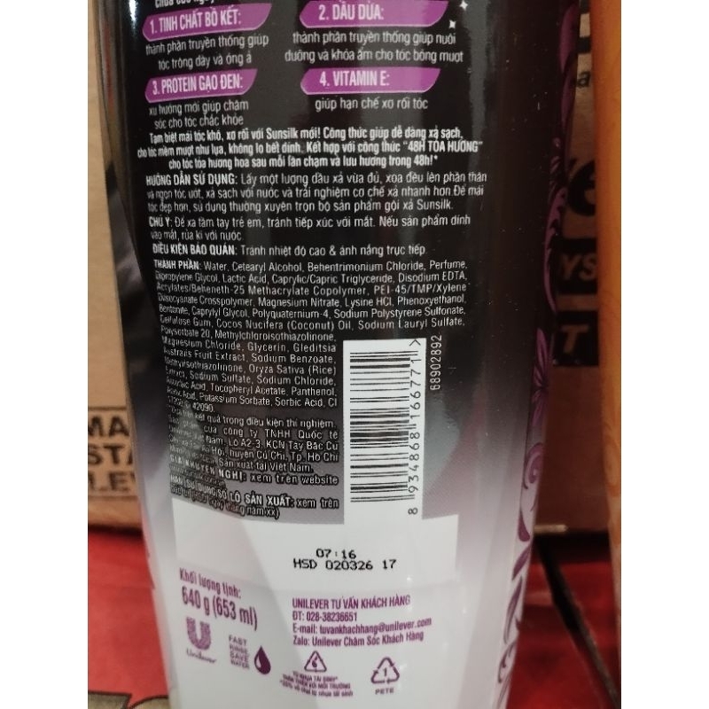 Dầu xả sunsilk 653ml