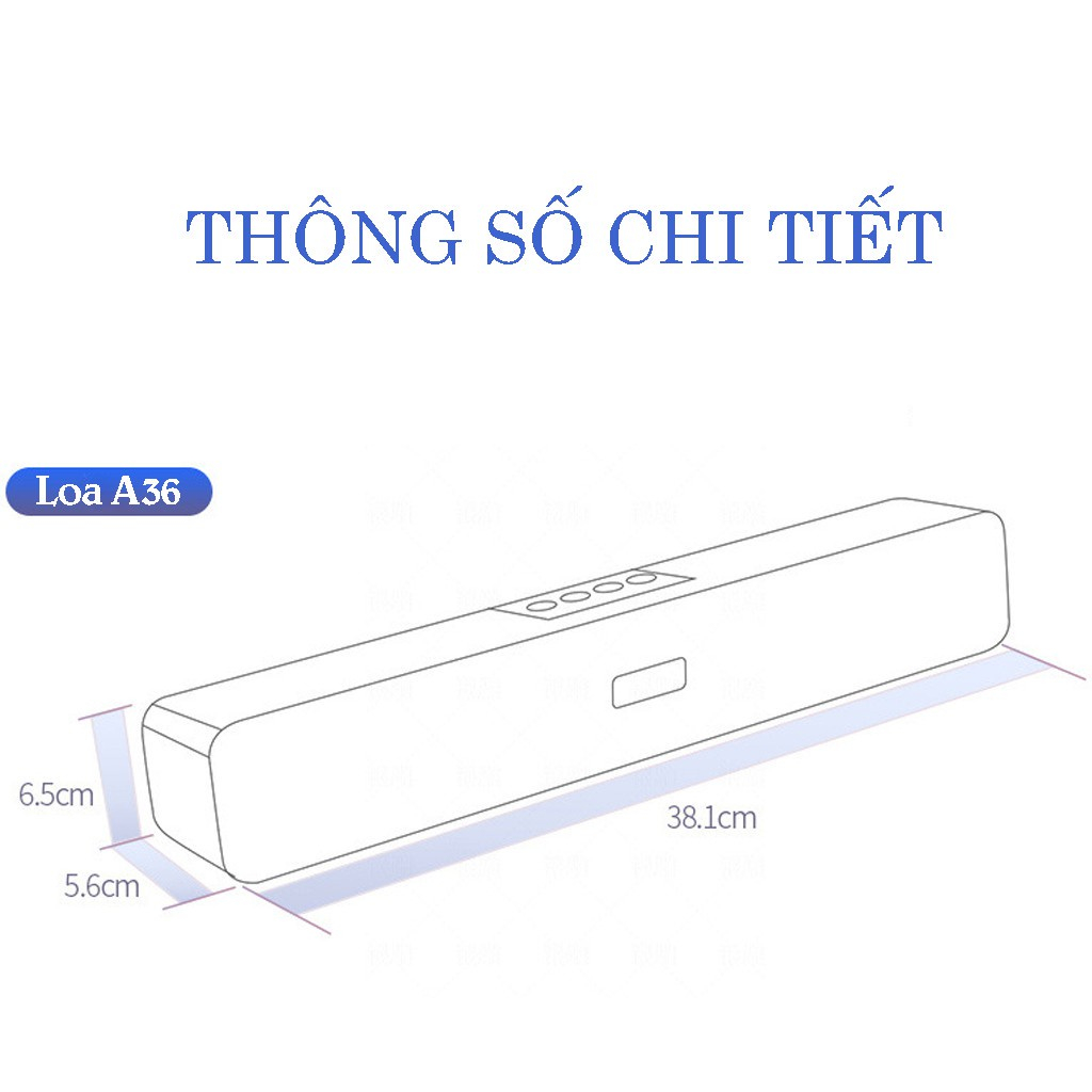 Loa Bluetooth A36 dáng dài bass cực mạnh, Âm thanh vòm, Tương thích điện thoại Laptop Smart Tivi, Có hỗ trợ thẻ nhớ