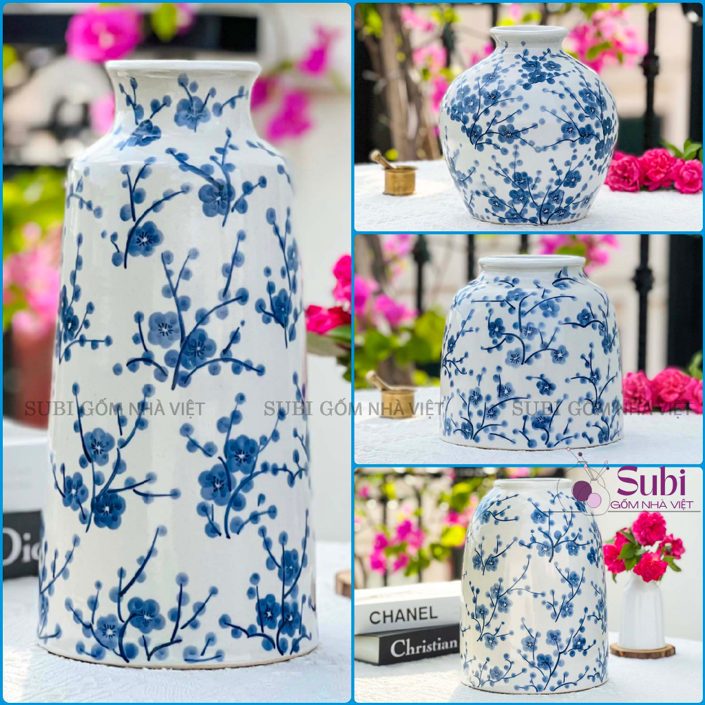 Bình hoa gốm sứ phong cách Nhật nhiều mẫu chuông, hút lộc... Lọ cắm hoa Bát Tràng decor trang trí phòng khách đẹp