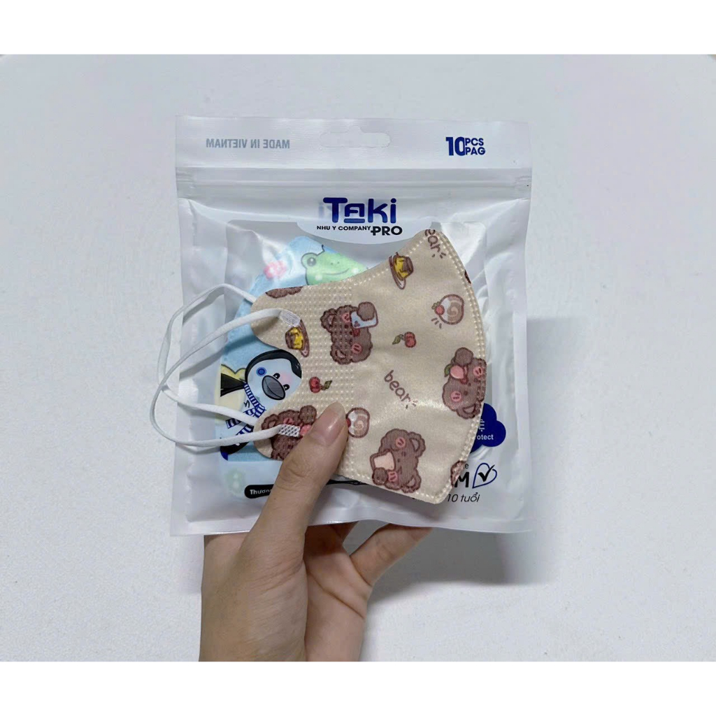 Combo 10- 50 Chiếc Khẩu Trang Y Tế TRẺ EM 5D Taki In Hình Hoạ Tiết Cho Bé 4-10 Tuổi