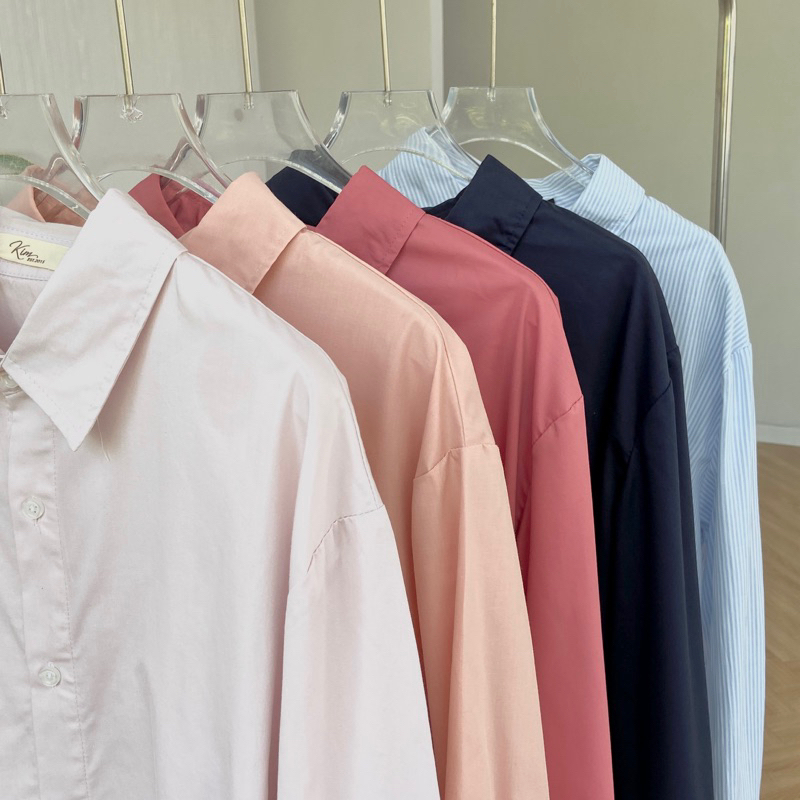 Áo sơmi Cotton, nhiều màu, 2 dáng: Sơmi croptop và Sơmi dài