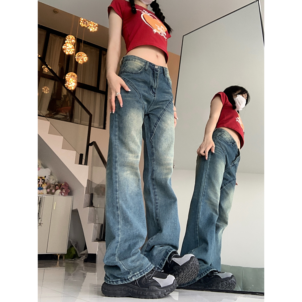 Quần Jeans Nữ Ống Loe Cạp Cao StunClothing Wax Khói Phong Cách Vintage Trendy 2023