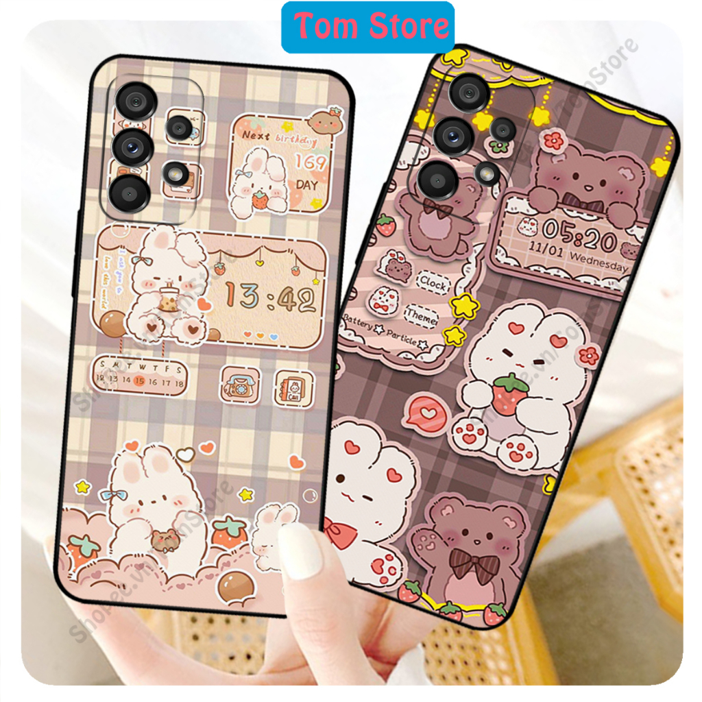 Ốp lưng Samsung A13 - A23 - A32 - A33 in hình caro gấu thỏ, gấu bear cute