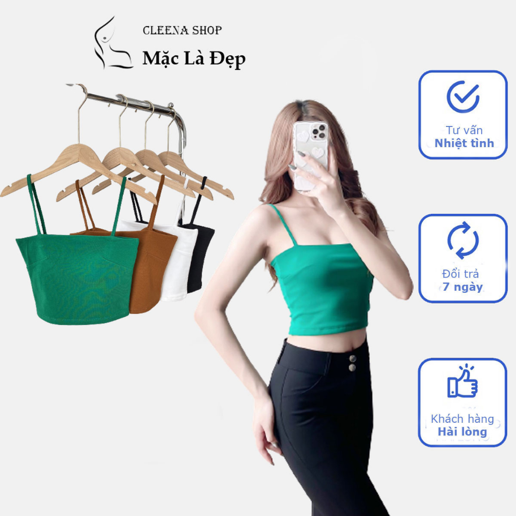 Áo hai dây nữ dáng croptop ly ngực kiểu ôm vải co giãn sexy cho phái nữ