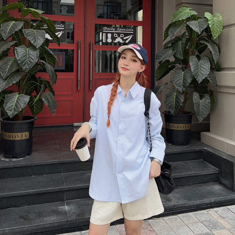 Áo sơmi Cotton, nhiều màu, 2 dáng: Sơmi croptop và Sơmi dài