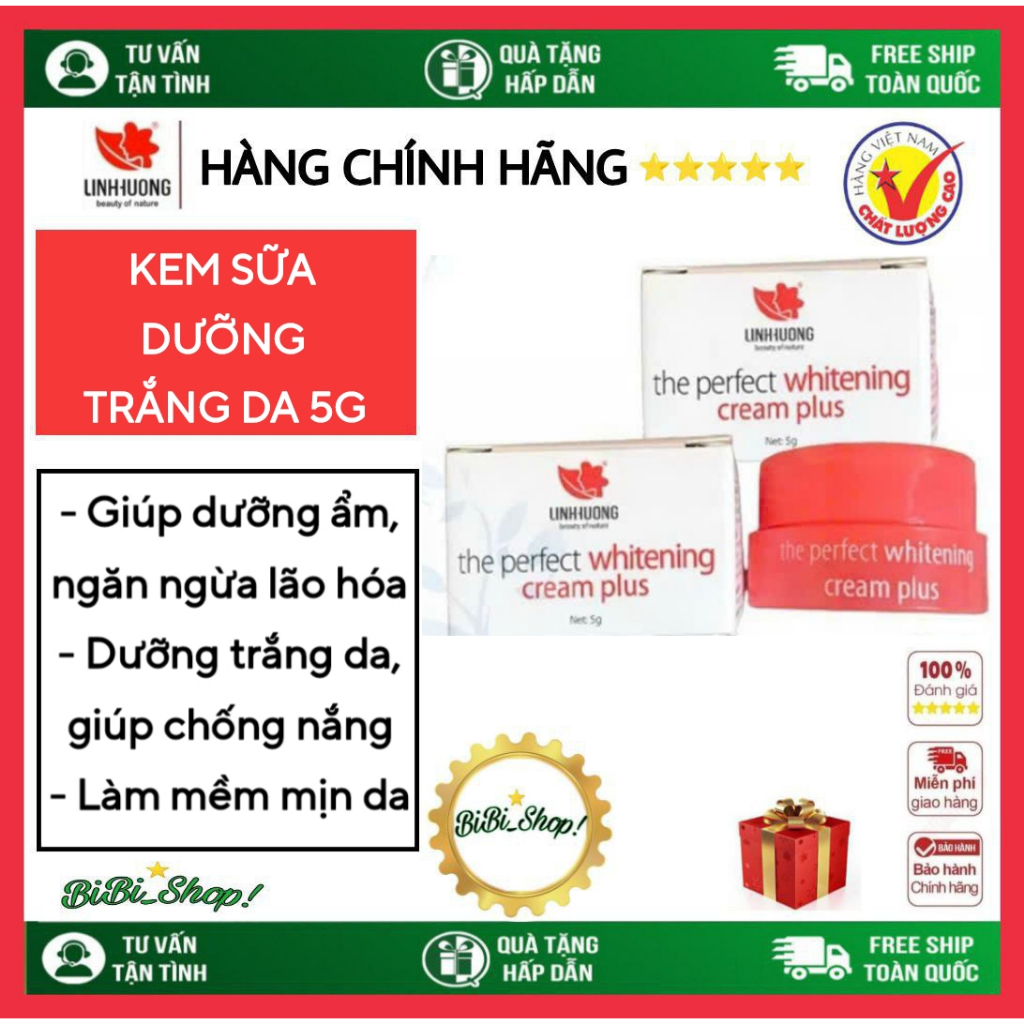 Kem Sữa Dưỡng Trắng Da Linh Hương, THE PERFECT WHITENING CREAM PLUS 30g Cấp Ẩm, Ngừa Lão Hóa, Giảm Thâm