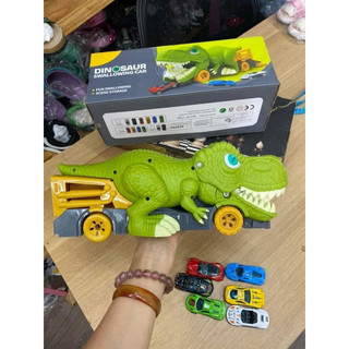 Xe đồ chơi khủng long, Mô hình xe khủng long nuốt ô tô bé - Tặng kèm 6 xe ô tô đồ chơi