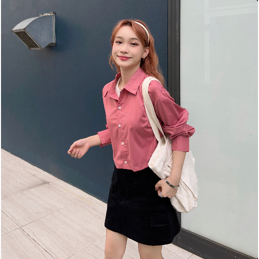 Áo sơmi Cotton, nhiều màu, 2 dáng: Sơmi croptop và Sơmi dài