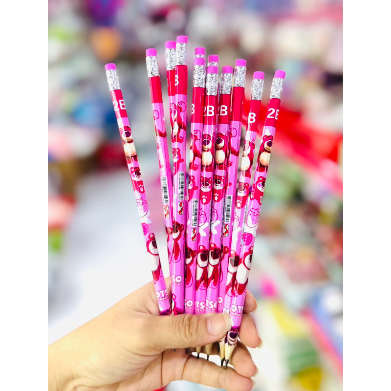 Hộp 12 Chì Chuốt 2B Mẫu Gấu Dâu LOTSO/Elsa/Doraemon/Spiderman Đáng Yêu Cho Bé