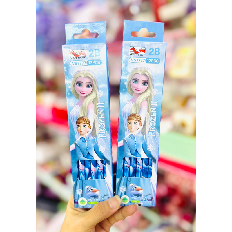 Hộp 12 Chì Chuốt 2B Mẫu Gấu Dâu LOTSO/Elsa/Doraemon/Spiderman Đáng Yêu Cho Bé