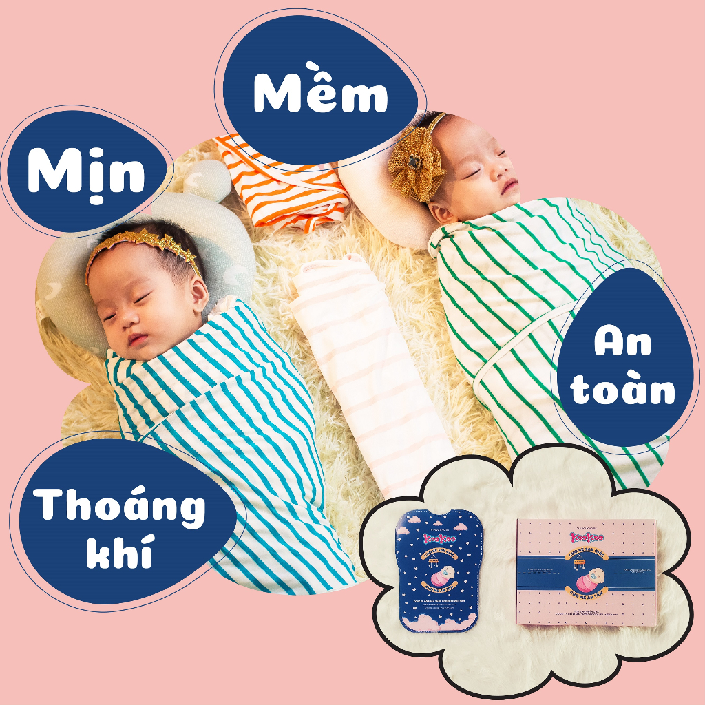 Quấn Chũn Cho Bé Chính Hãng KooKoo Cao Cấp Co Giãn 4 Chiều Dùng Chung Bộ SP: Nhộng Chũn Giúp Bé Ngủ Ngon, Túi Ngủ