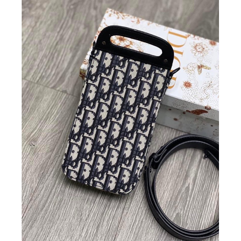 ⚡️[Hight Quality] Hàng Có Sẵn!! Túi Hộp Điện Thoại Di.or Oblique Jacquard Họa Tiết Monogram Kèm Khóa Bấm Sang Trọng Bag
