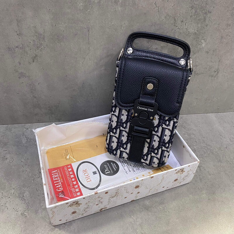 ⚡️[Hight Quality] Hàng Có Sẵn!! Túi Hộp Điện Thoại Di.or Oblique Jacquard Họa Tiết Monogram Kèm Khóa Bấm Sang Trọng Bag