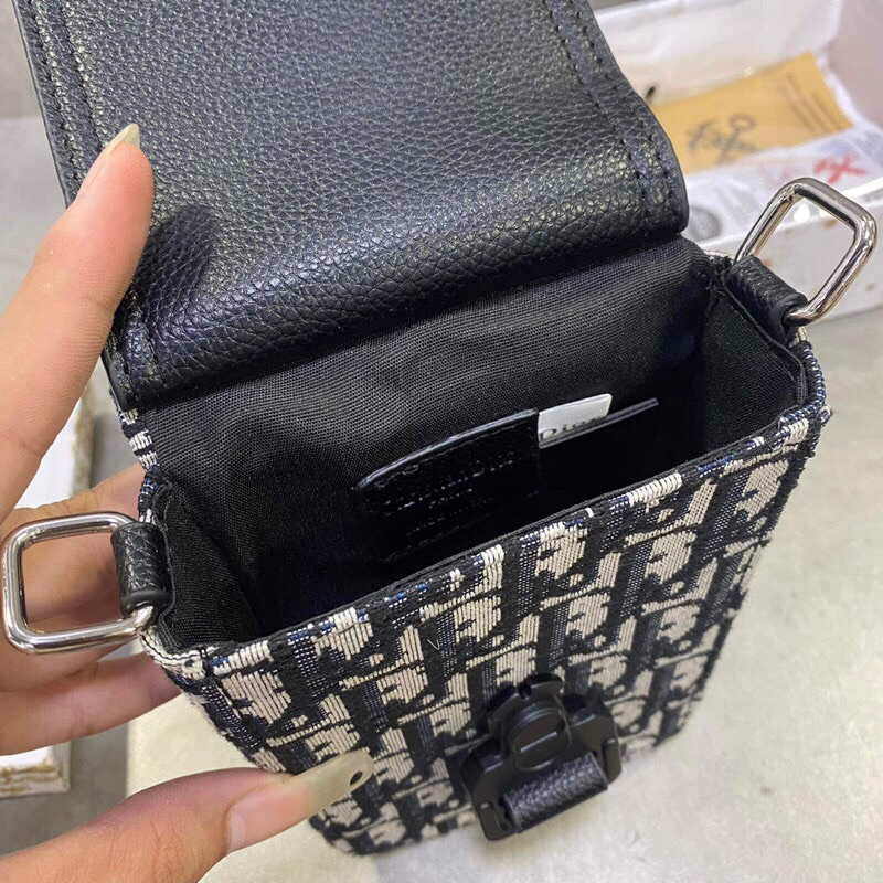 ⚡️[Hight Quality] Hàng Có Sẵn!! Túi Hộp Điện Thoại Di.or Oblique Jacquard Họa Tiết Monogram Kèm Khóa Bấm Sang Trọng Bag