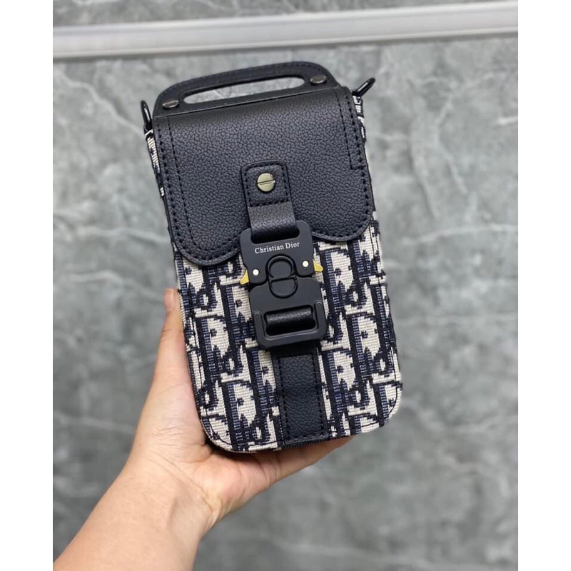 ⚡️[Hight Quality] Hàng Có Sẵn!! Túi Hộp Điện Thoại Di.or Oblique Jacquard Họa Tiết Monogram Kèm Khóa Bấm Sang Trọng Bag