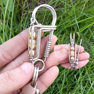 Móc khóa inox thủ công gắn mật phật đồng thau